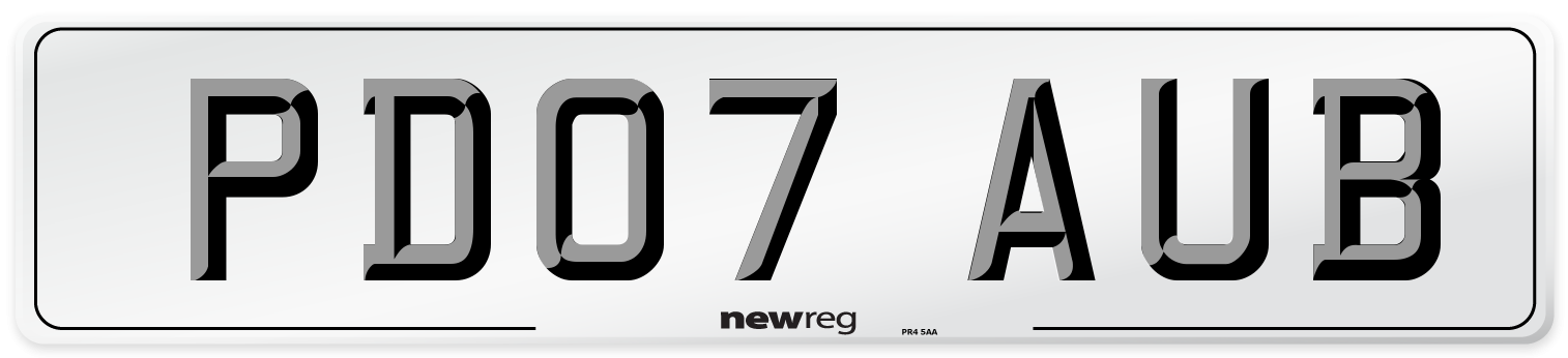 PD07 AUB Number Plate from New Reg